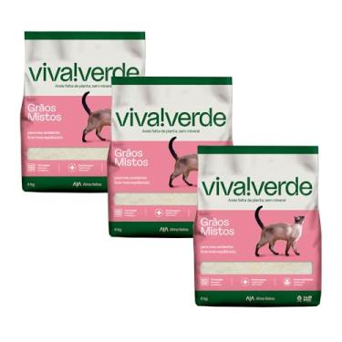 Imagem de Kit 3 Areia Higiênica Biodegradável para Gatos Petfive / Viva Verde Vida Descomplicada 4kg