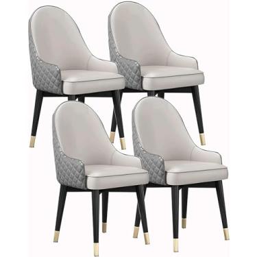 Imagem de Cadeira de jantar para sala de estar, cadeiras macias acolchoadas com encosto alto, conjunto de 4 cadeiras de cozinha, cadeira lateral de couro