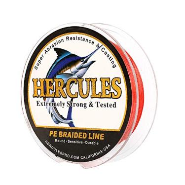 Imagem de Hercules linha de pesca trançada super fundida 8 fios de 10 lb a 300 lb teste para água salgada, 109/328/547/1094 jardas (100 m/300 m/500 m/1000 m), diamante.#0,12 mm-1,2 mm, desempenho de alto nível, cores variadas, Vermelho, 20LB-0.20MM-328YDS(300M)-8 STRANDS