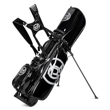 Imagem de LuusMm Bolsa de golfe feminina, bolsa de golfe leve colorida de TPU, bolsa de golfe durável e organizada, capa de chuva removível para tacos de golfe, carrinho de golfe e caminhadas, preta