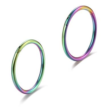 Imagem de Anéis de nariz de 16 g, 18 g, 20 g, argolas, grau 23, titânio preto, articulado, sem costura, clicker sleeper, cartilagem, daith, tragus, hélice, piercing de argola, Metal, titânio g23