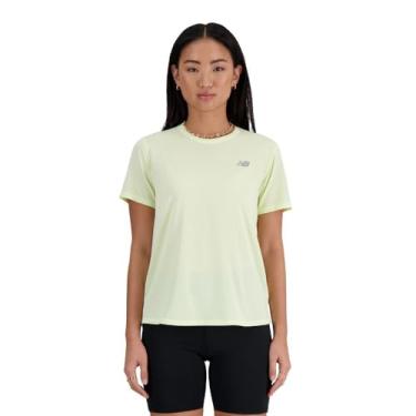 Imagem de New Balance Camiseta feminina de atletismo, Verde-limão mesclado, P