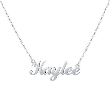 Imagem de Hidepoo Colar com nome personalizado – Colar com pingente de nome de aço inoxidável, corrente delicada com nome de letra, joias personalizadas, presentes para mulheres, Metal