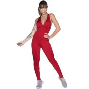 Imagem de Macacão Liso Longo Bojo Bella Fiore Roupa para Academia Treino Suplex Moda Fitness-Feminino