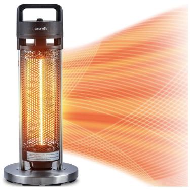 Imagem de Aquecedor Portátil Elétrico Infravermelho com Controle Remoto e Proteção Contra Superaquecimento, 110V 900W, Sound Around, Preto