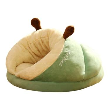 Imagem de WeiLaiKeQi Pelúcia escavação caverna gato cabana saco de dormir pequeno gato de cachorro cama de gato com capuz para exterior, Verde, eu