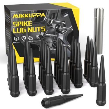 Imagem de MIKKUPPA Porcas de 14 mm x 1,5, 24 peças de porcas M14 x 1,5, assento de protuberância cônica/conical, porcas pretas fechadas com 1 chave de substituição para Chevy Silverado