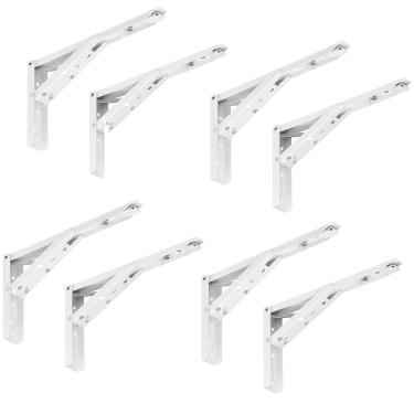 Imagem de Kit 04 Pares Suporte Para Mesa Dobrável Retrátil 30 cm H02 Mão Francesa Branco - Lyam