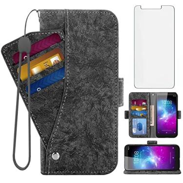 Imagem de Asuwish Compatível com ZTE Quest 5 Z3351S capa carteira de vidro temperado protetor de tela suporte para cartão suporte suporte capa de telefone para ZTE Blade Vantage 2 Z3153V/A3L/A3 Lite/A3 2019/L8