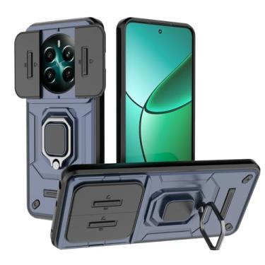 Imagem de Kukoufey Compatível com suporte Realme 12 4G, compatível com Realme 13 4G, compatível com Realme 12+ 5G, com capa de lente de câmera deslizante compatível com Realme P1 5G RMX3870 capa azul