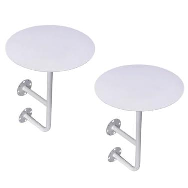 Imagem de Conjunto de mesa de bar alto de bistrô com 2 mesas modernas simples de ferro branco biblioteca pequena mesa redonda mesa de centro mesas laterais montadas na parede para cafeteria/bar