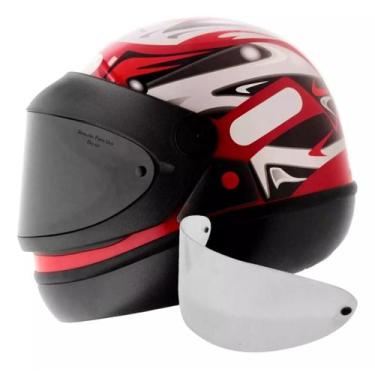 Imagem de Capacete San Marino Vermelho Mais Viseira Fume, Vermelho, 58