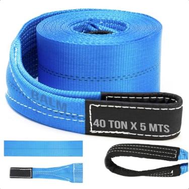 Imagem de Cinta Fita para Reboque e Arraste SSK - 40 Toneladas - 5 Metro - Para Puxar Carros, Veículos Off-road 4x4, Caminhonetes, Tratores e Caminhões Corda de reboque