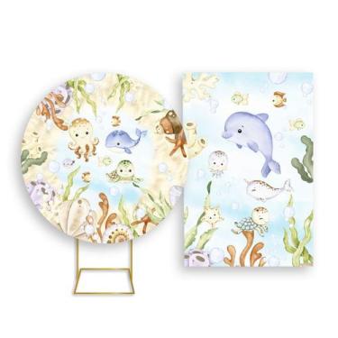 Imagem de Painel De Festa Redondo 1,50x1,50 + Painel Vertical 1,50x2,20 - Fundo 
