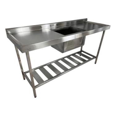 Imagem de Pia Aço Inox Industrial 180X60X90cm E Cuba 50x40x30cm