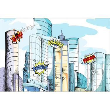Imagem de Painel de lona Circo Prédios na Cidade Super Heróis HQ - Fabrika de Fe