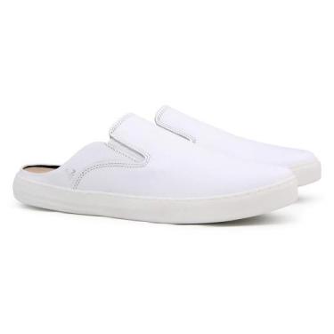 Imagem de Mule Masculino Couro West Bulls Palmilha Anatômica Casual, 39, Branco