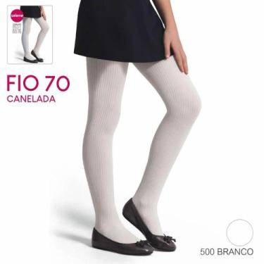 Imagem de Meia-Calça Infantil Fio 70 Selene 9500-002 Canelada, M, Branco