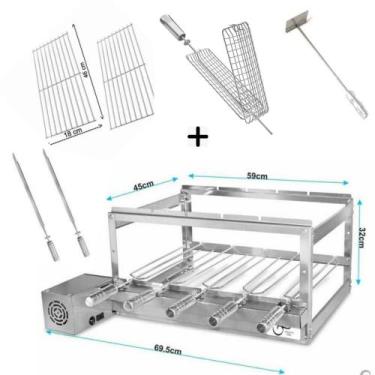 Imagem de Grill INOX 5 espetos para Churrasqueiras com Acessórios - INFINITY GRI