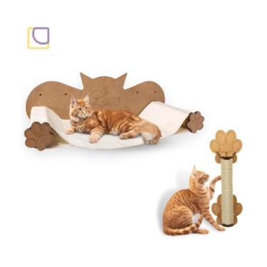 Imagem de Kit Play para Gatos 2 peças Arranhador de Parede Gato Divertida Anti S