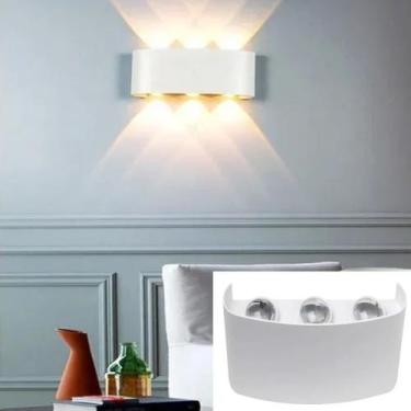 Imagem de kit 3 Arandela Branca Meia Lua Frisada Parede Externa Interna Led 6w F