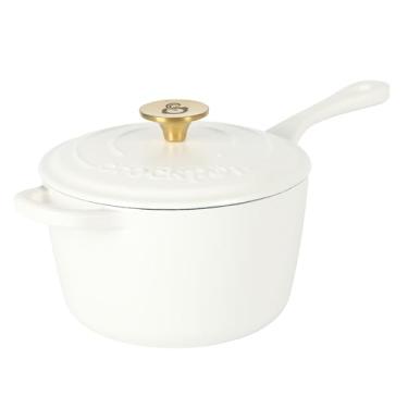 Imagem de Panela Crock Pot 3 Qt Esmalte Ferro Fundido Molho com Tampa - Branco Fosco Linho