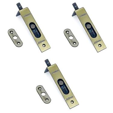 Imagem de Kit 3 Trincos Embutir Aço Porta De Madeira Bronze Pado 90 BX