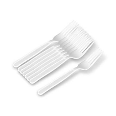 Imagem de Garfo de Plástico Descartável Oxibiodegradável para Refeição Branco c/
