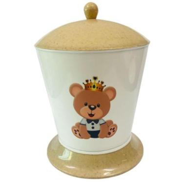 Imagem de Lixeira Infantil para Quarto - Dóia Kids, Ursinho Príncipe/Tampa Madei