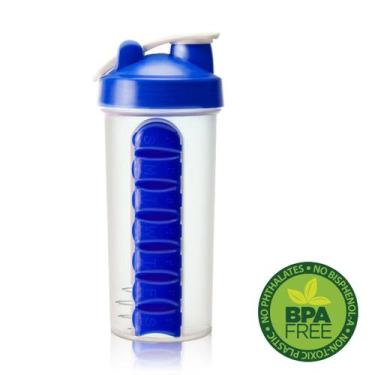 Imagem de Garrafa Squeeze Gold Sports Mixer e Porta Comprimido 750ml, Azul, Únic