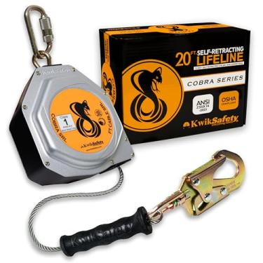 Imagem de KwikSafety - Charlotte, NC - Cobra 20' Linha de vida auto-retrátil [SEM cabo de aço emaranhado] Classe B SRL ANSI OSHA retrátil antiqueda construção equipamento EPI para telhado
