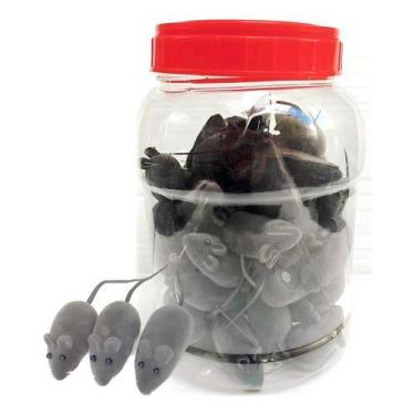 Imagem de 10 Ratinhos com Apito Brinquedo Rato para Gato Atacado Petshop  - Baco
