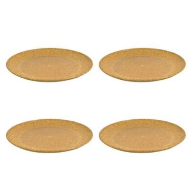 Imagem de 4UN Prato Lanche Sobremesa Redondo Resistente 20cm Marrom Cl - EVO