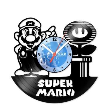 Imagem de Relógio De Parede Disco Vinil Jogos e Games - Super Mario - VJG-024 - 