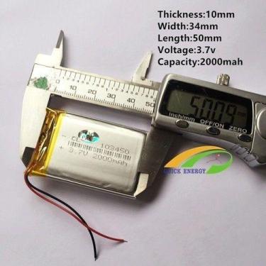 Imagem de 1 Peça 103450 C/ 3,7v 2 Fios 10mm X 34mm X 50mm 2000mah - - KMIG