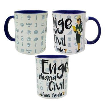 Imagem de Caneca Azul Escuro Profissão Carreira Engenharia Civil - GMH Prod. Ser