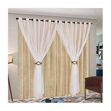 Imagem de Cortina Cetim Voil Cecília 4,00x2,50 - CASA CHIC Enxovais, Dourado
