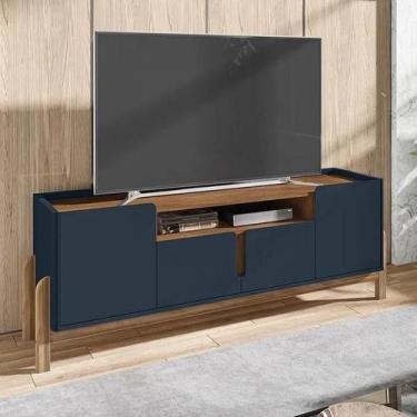 Imagem de Rack para tv lizz casa d 1,70 azul cobalto/cedro - Village Móveis