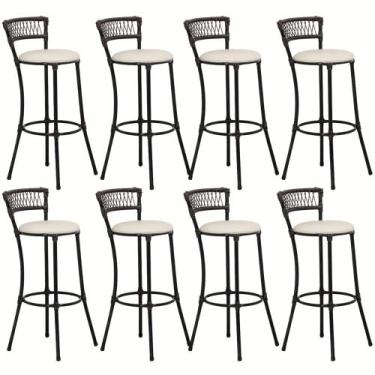 Imagem de Kit 8 Banquetas Alta Forts Fibra Sintética Varanda Panero - Panero Móv