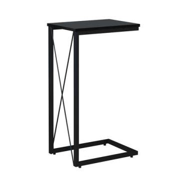 Imagem de Mesa Lateral Aço Carbono Base Preta X - WolgueDecor