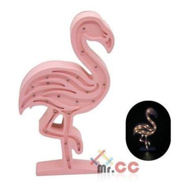Imagem de Luminária Led Flamingo Mesa/parede Decor Festa Mdf Madeira - oem