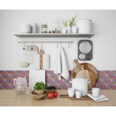 Imagem de Papel De Parede Adesivo Azulejo  Colorido Cozinha 2,80m - PlimShop
