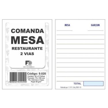 Imagem de Bloco Comanda de Mesa 75x105 2 Vias 50x2f Com 5 9020 - Fd Grafica
