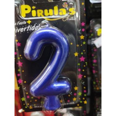 Imagem de Vela aniversário brilho n2 azul bic - Pirulas Festas 