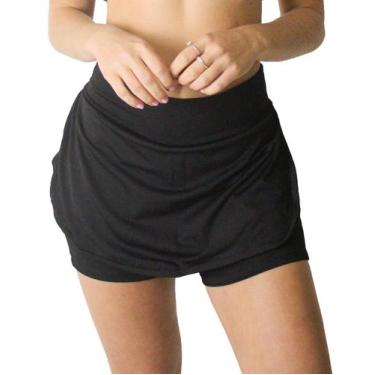Imagem de Short Saia Feminino Tapa Bumbum Academia Fitness Verão - blees, Preto,