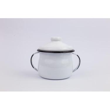 Imagem de Açucareiro com tampa esmaltado Branco atoxico 239g ESMALTADOS SILVA 23