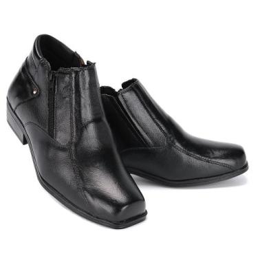 Imagem de Bota Casual Masculina em Couro Modelo Social Com Ziper Lateral Salto B