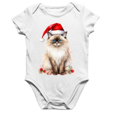 Imagem de Body Bebê Algodão Gato Natalino - Foca na Moda, Branco, GG