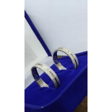 Imagem de Alianças Namoro Prata 950  Namoro e Cmpromisso 4 mm Fosca com Risco Ma