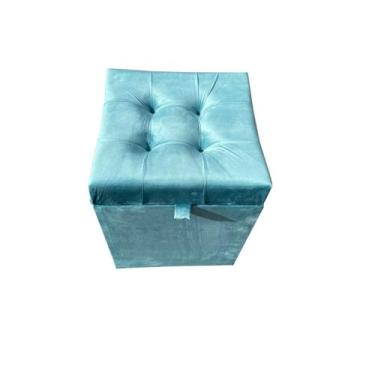 Imagem de Puff baú quadrado - 1 lugar - 36x36cm - azul claro - NEGROMONTE STORE